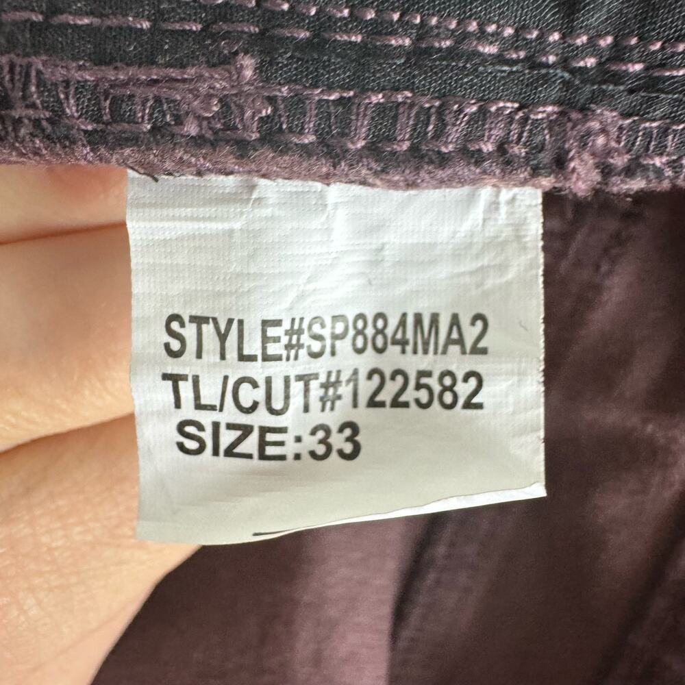 Edyson Dark Burgundy Skinny High Rise Cotton Corduroy Pants Pockets Size 33 - Picture 7 of 7